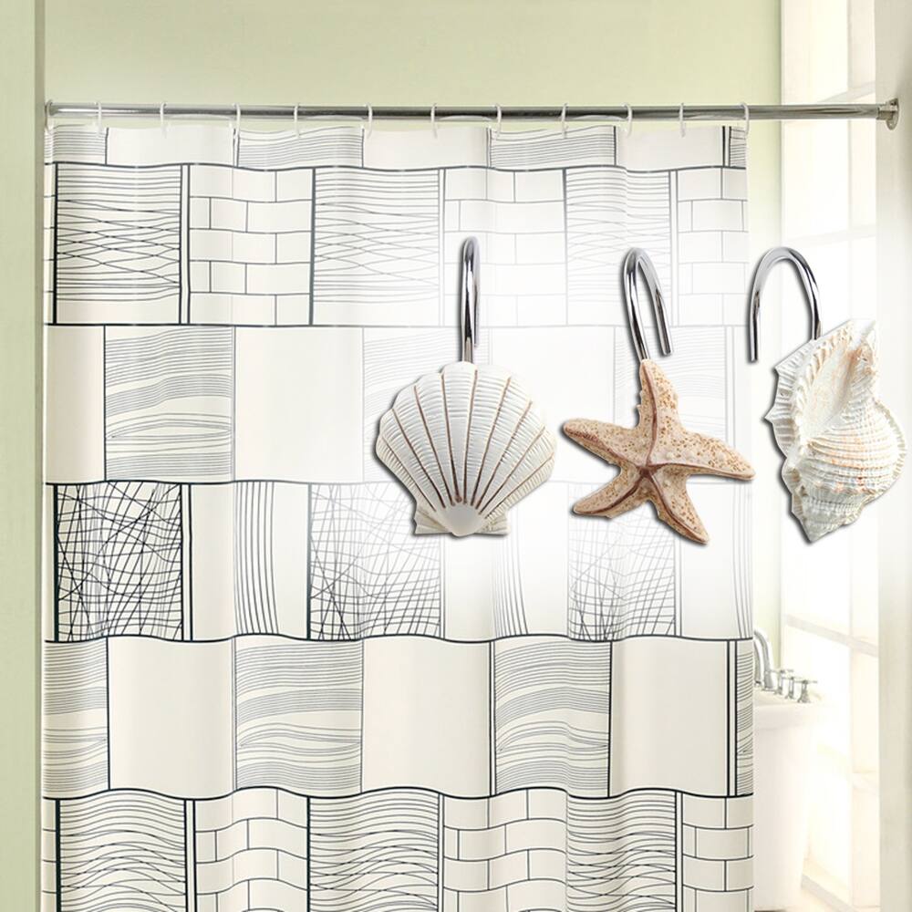 Shop Shower Curtain Hooks Decorative Seashell Great For Bathroom Beach Shell Decor 12 Pcs S Overstock 31509164