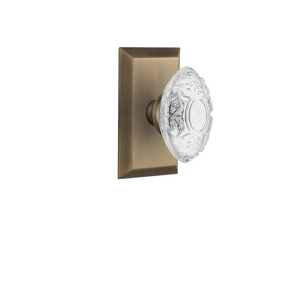 Nostalgic Warehouse STUCVI_DD_NK Vintage Crystal Victorian Dummy Door Knob Set with Studio Rose