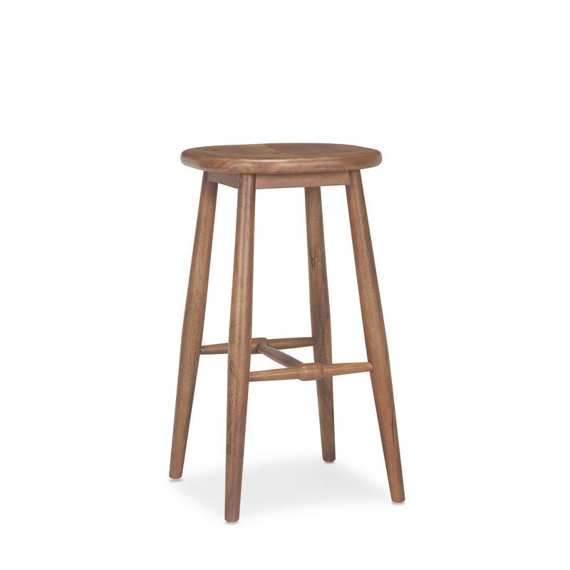 HomeRoots 30" Natural Solid Wood Backless Bar Height Bar Chair