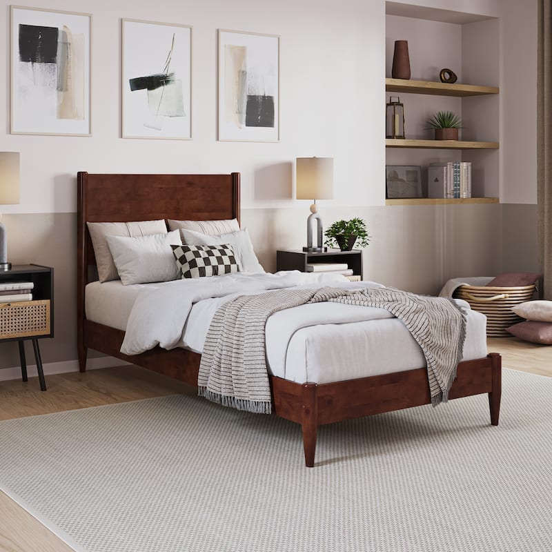 Pasadena Solid Wood Low Profile Platform Bed - Walnut - Twin XL