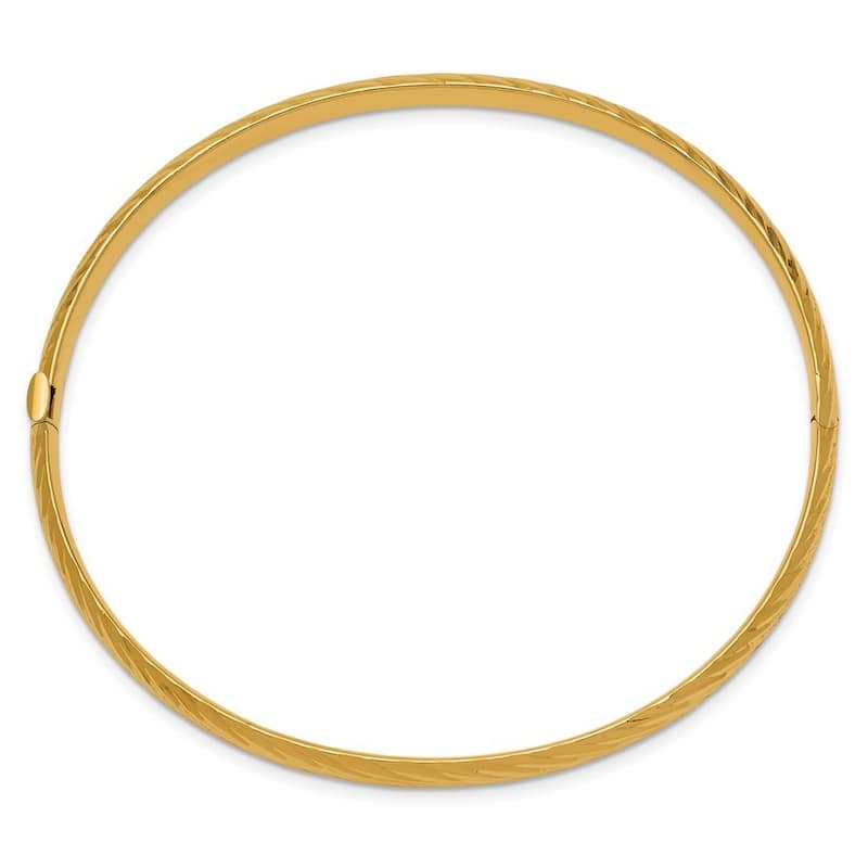 Curata 10k Yellow Gold 7" 4.75mm Textured Hinged Bangle Bracelet