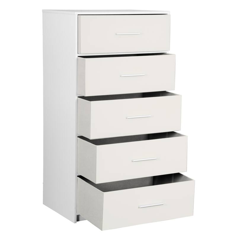 Modern Minimalist 5-Drawer Dresser with Large Fabric Drawers