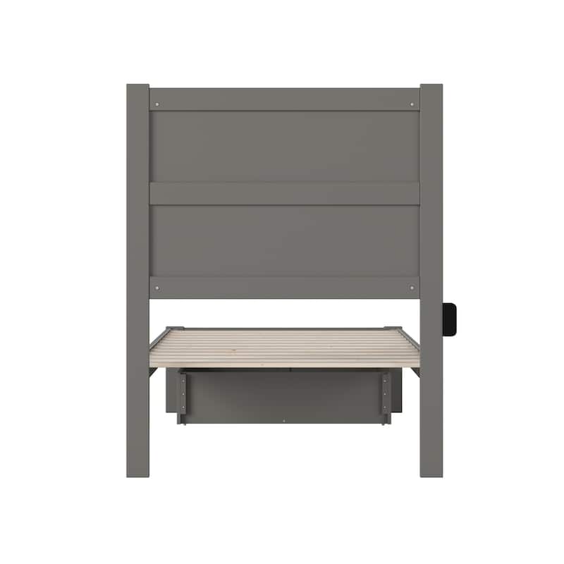 Twin Bed with Storage Drawer - Classic Grey Bedroom Furniture