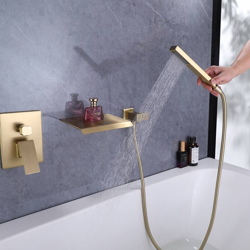 Single Handle Wall Mounted Roman Tub Faucet with Diverter and Handshower
