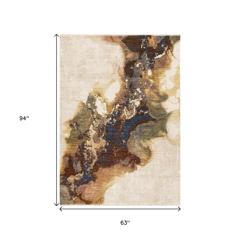 HomeRoots Abstract Modern Rectangle Area Rug - 5' X 8'