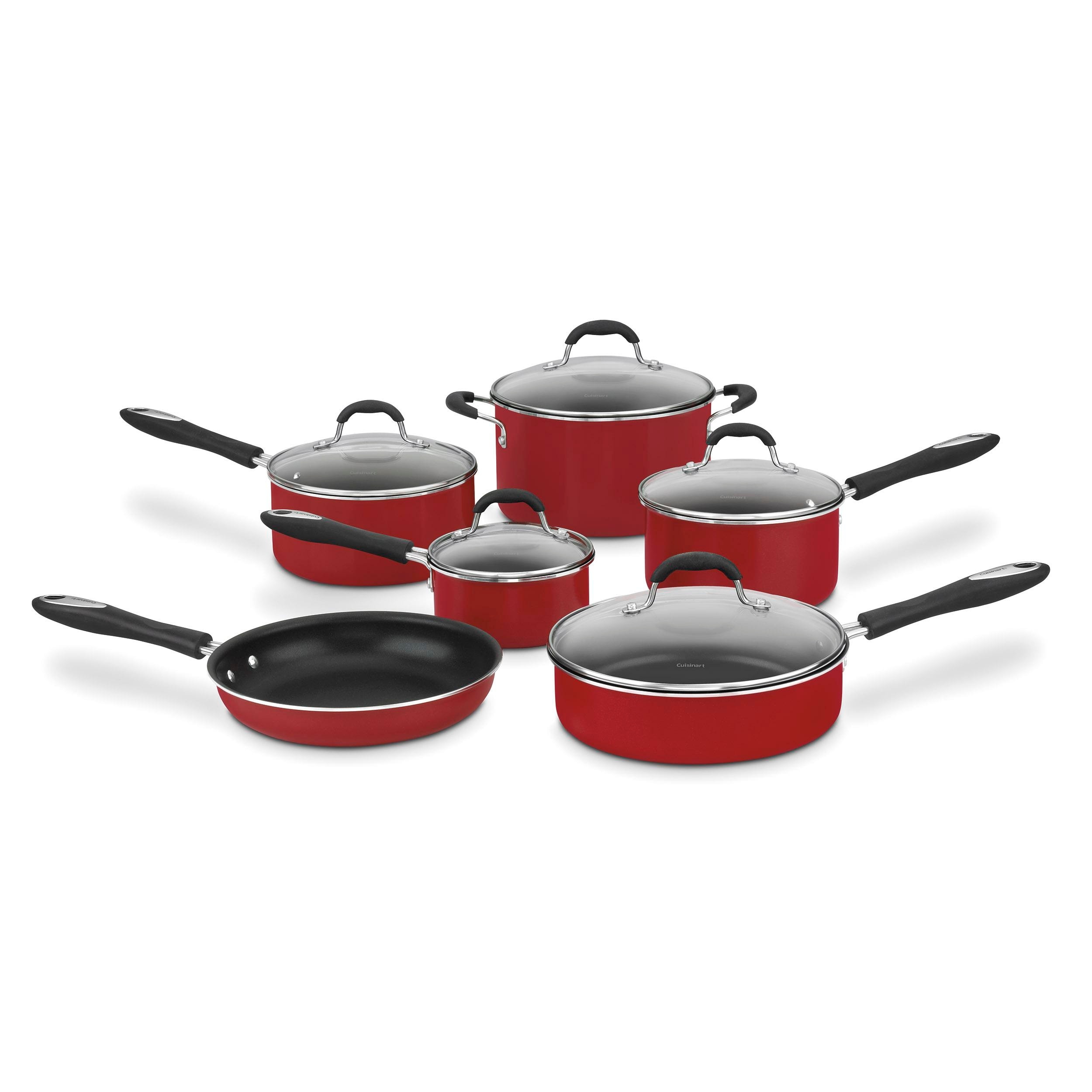 T-FAL T-fal Excite Nonstick Cookware, 14 piece Set, Red B039SE64