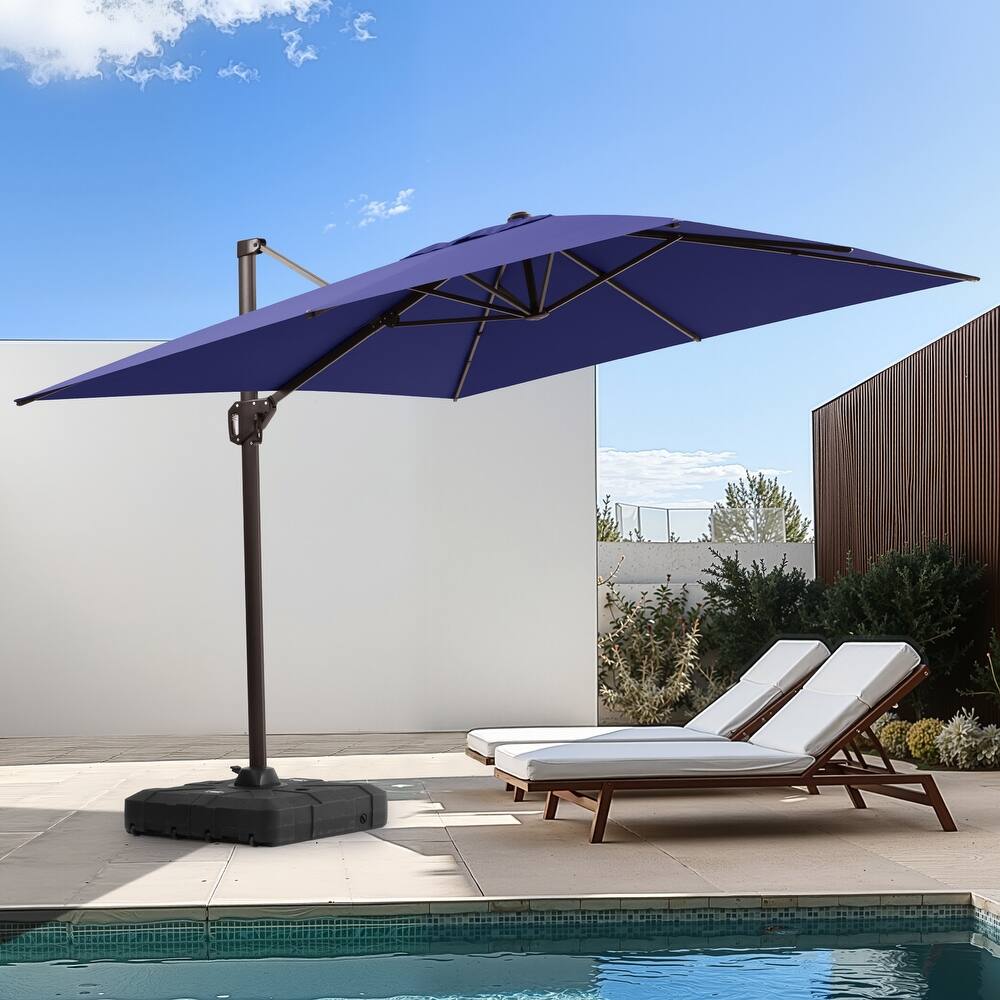 Outdoor 11 x 9 FT Patio 360 Degree Rotation Cantilever Umbrella with Base