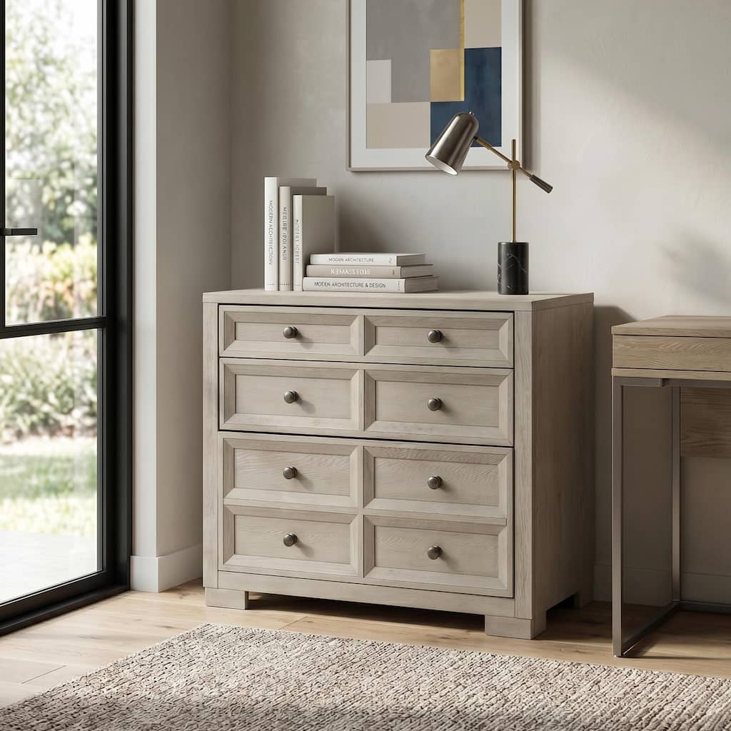 Furniture of America Durem Modern Tawny Brown 36" File Cabinet with Drawers, Keyboard Tray and Power Outlet