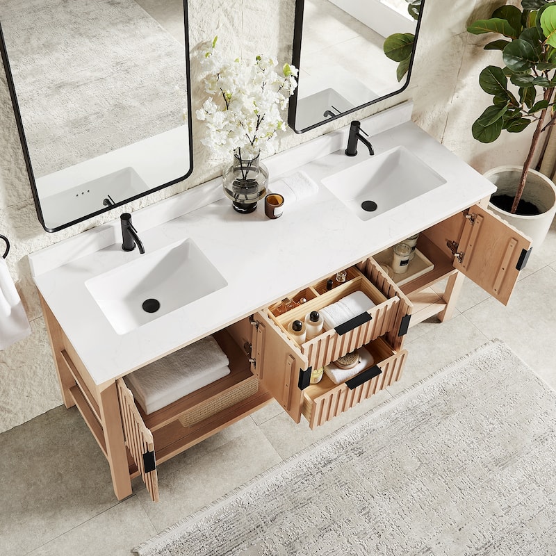 Tehran Bath Vanity with Composite Stone Top without Mirror