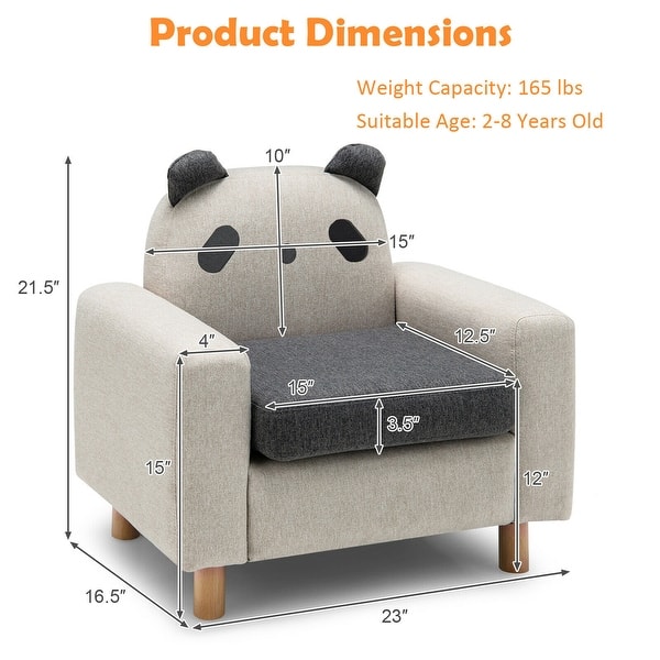 dimension image slide 1 of 3, Gymax Kids Dinosaur/Panda/Chick Sofa Wooden Armrest Chair Couch w/