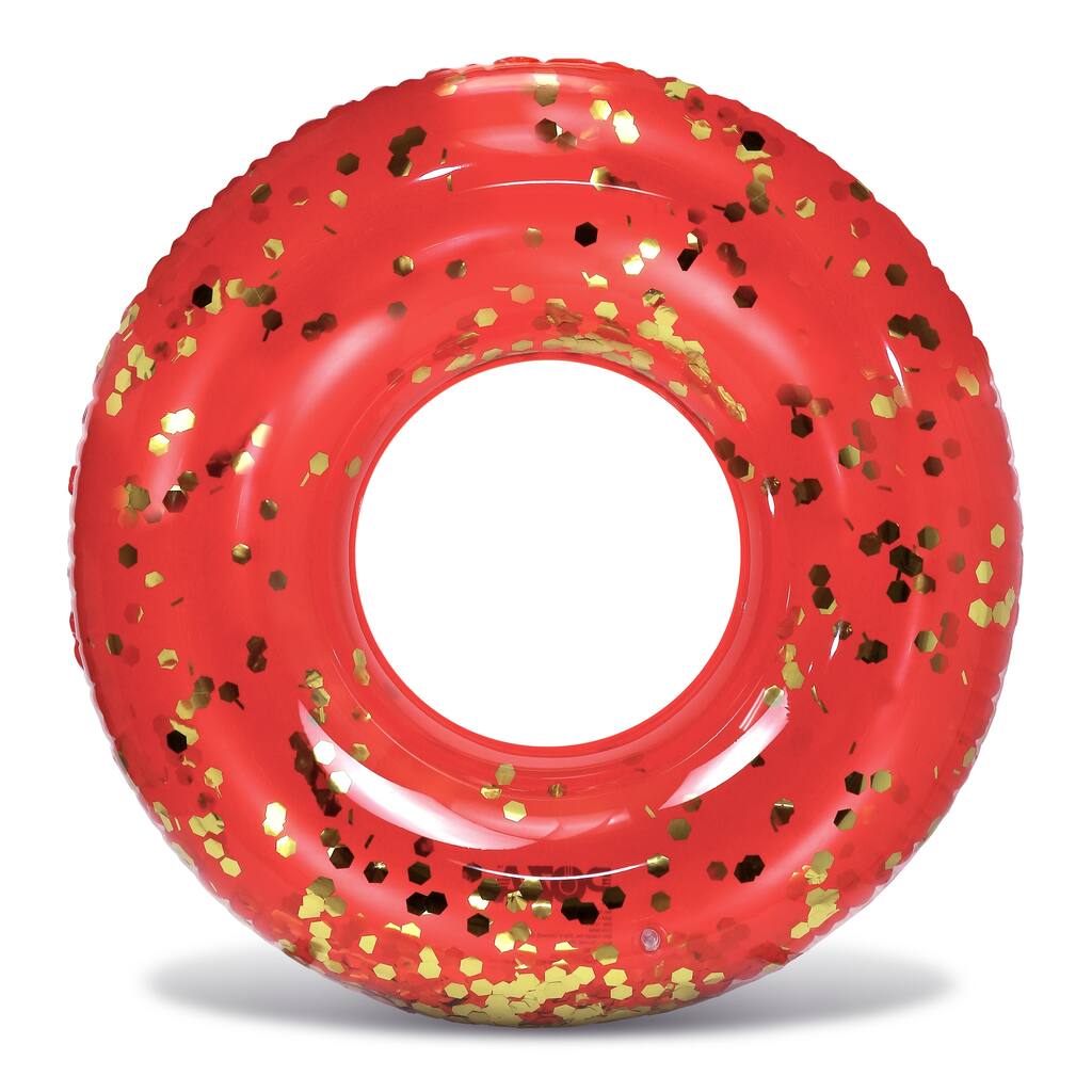 CoTa Global Inflatable Red Gold Pool Float Tube with Sparkle Confetti - 36 inches