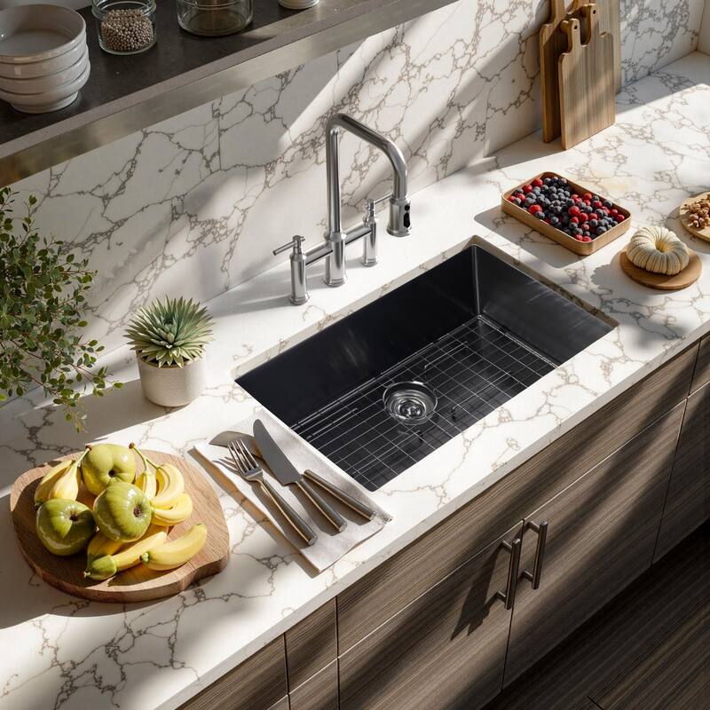 WOWOW Drop-In/Undermount Single Bowl Kitchen Sink