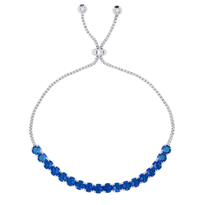 Victoria Townsend Fine Silver Plate Cubic Zirconia Adjustable Bracelet. - Blue