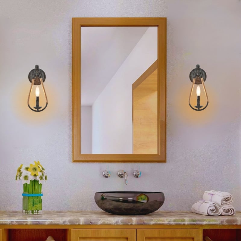 2 Pack light fixture black wall sconces metal wall light