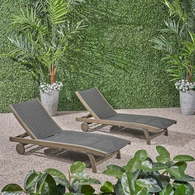 Banzai Wicker and Wood Outdoor Chaise Lounge (Set of 2) by Christopher Knight Home