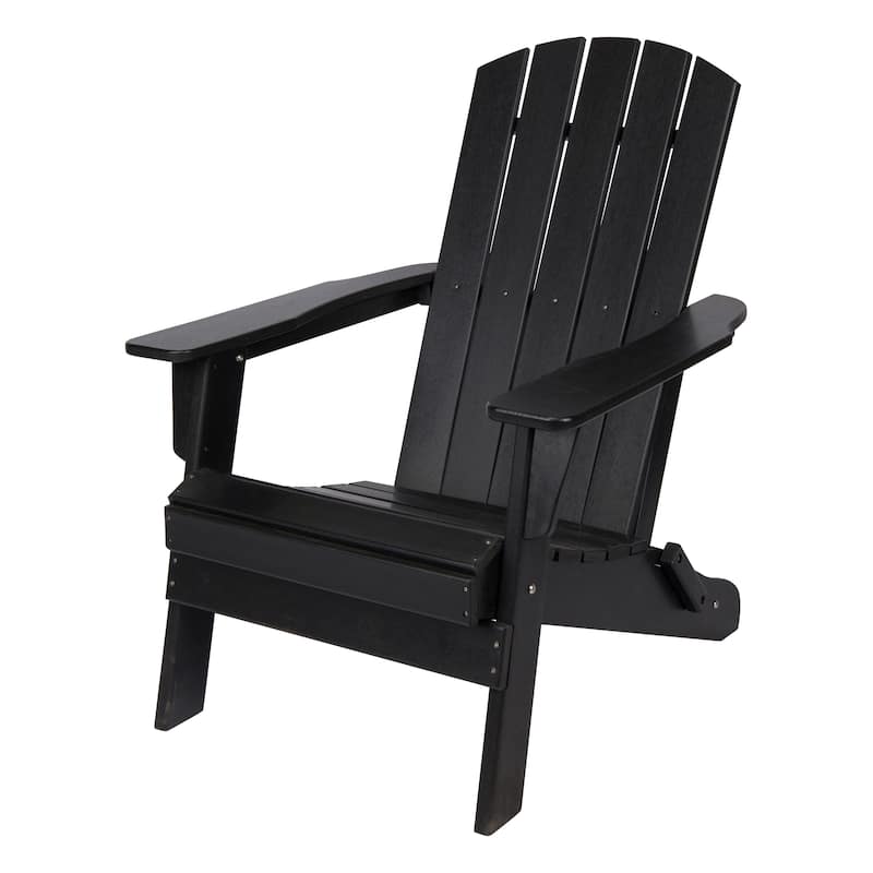 Shine Oceanside Folding Poly Eco-Friendly All Weather Outdoor Adirondack Chair - Black