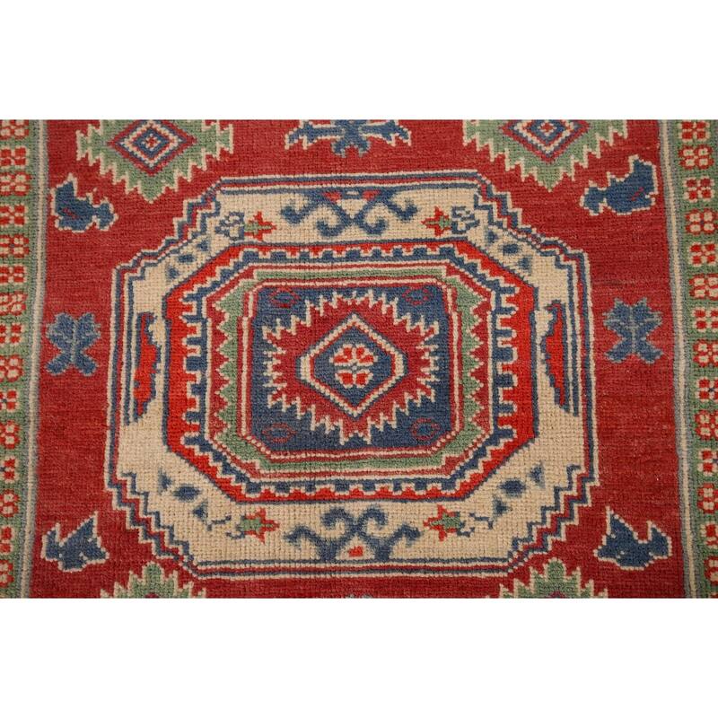 Kazak Foyer Rug Hand-Knotted Wool Carpet - 3'3" x 4'6"