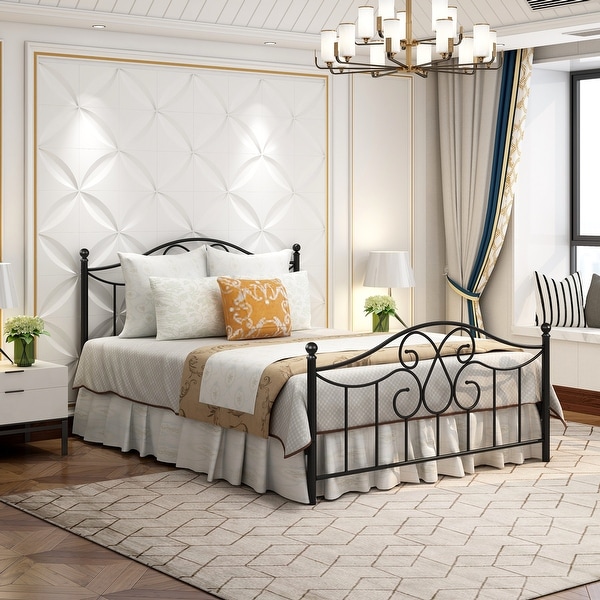 Metal bed frame queen 2025 no box spring