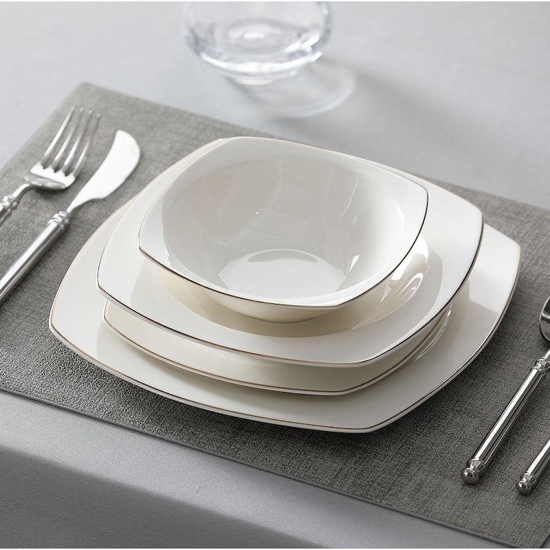 MALACASA 16-Piece New Bone China Dinnerware Set, Service for 4