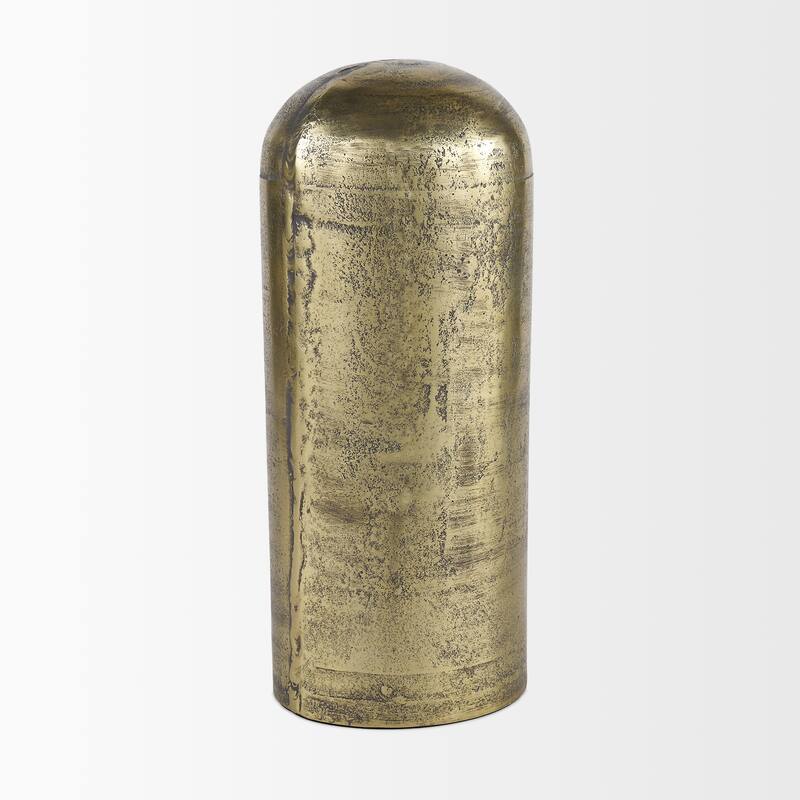 Quonset Extra Tall Brass Finished Aluminum Metal Pillar Object - 6.0L x 6.0W x 14.5H