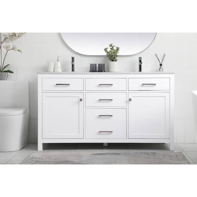 Prestige 54 - 72 Inch Double Bathroom Vanity - 60 Inches - White