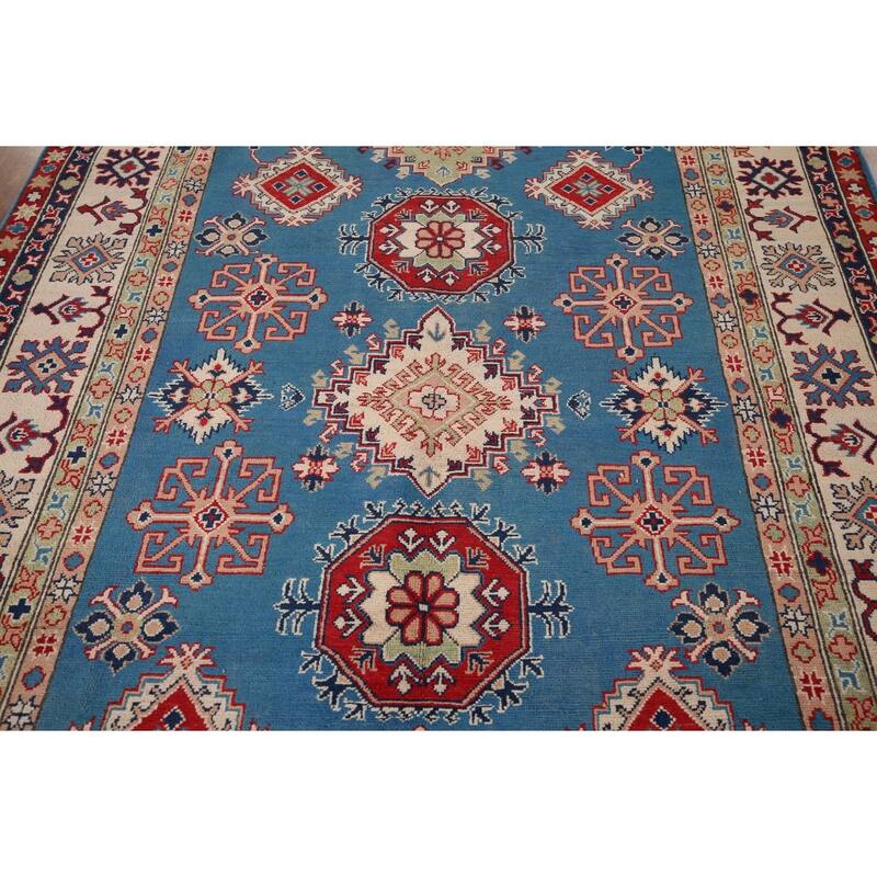 Blue Oriental Kazak Rug Hand-Knotted Wool Carpet - 6'7" x 10'0"