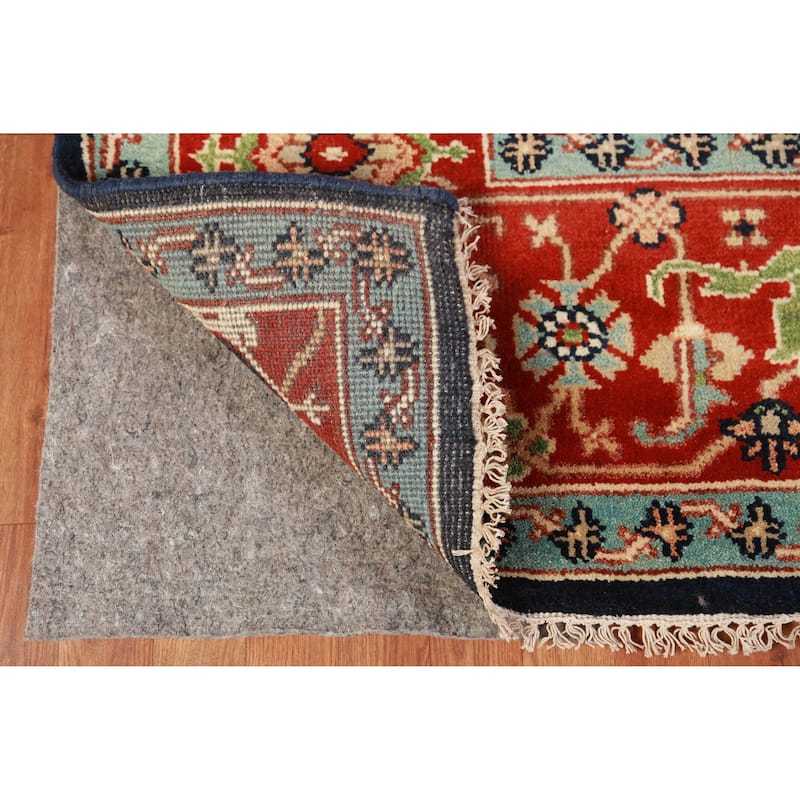 Hand Knotted Oriental 100% Wool Carpet Traditional All-Over Navy Blue & Blues Heriz (serapi) Area Rug - 12' 0'' X 9' 1''