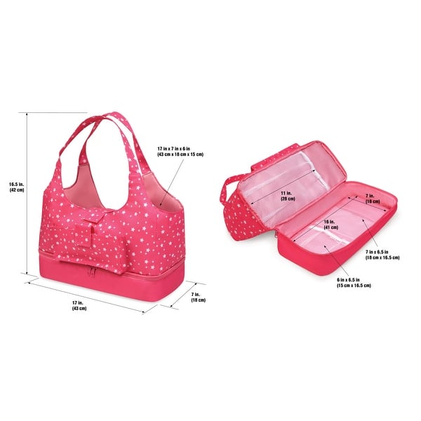 Badger Basket On-the-Go Doll Tote and Storage Bag - Pink Stars
