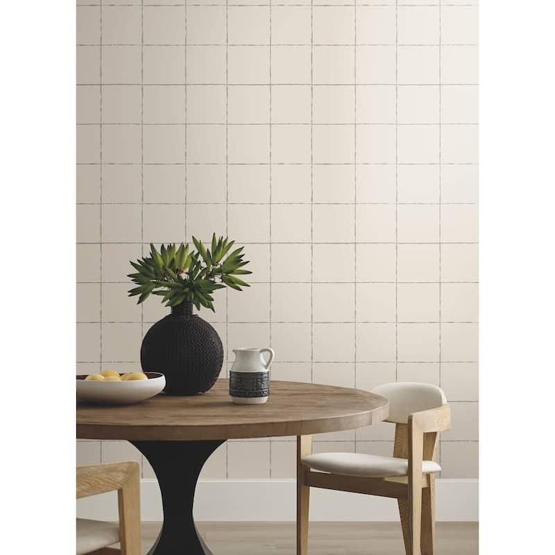 York Wallcoverings La Vitre Plaid Lichen Grey Wallpaper