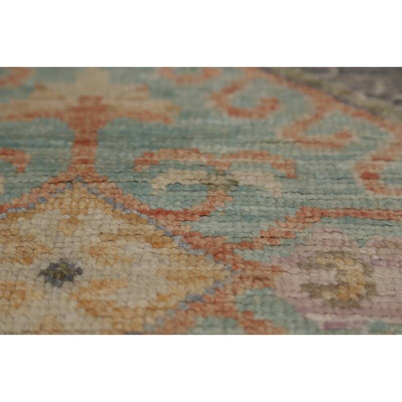 Hand Knotted Oriental 100% Wool Carpet Transitional Geometric Greys & Charcoal Oushak Area Rug - 6' 3'' X 2' 8''
