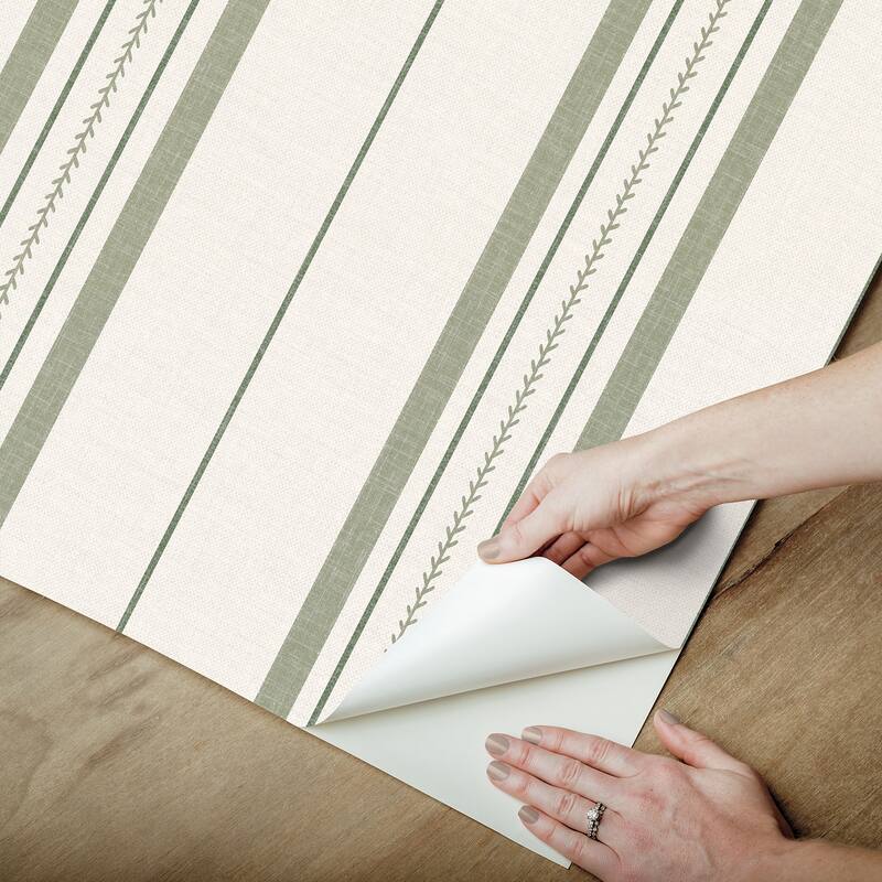 NuWallpaper Brownstone Boys Townhouse Stripe Ivy Peel and Stick Wallpaper - N/A