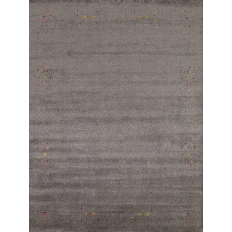 Gray Tribal Gabbeh Oriental Area Rug Hand-Knotted Wool Carpet - 8'3" x 9'10"