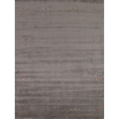 Gray Tribal Gabbeh Oriental Area Rug Hand-Knotted Wool Carpet - 8'3" x 9'10"