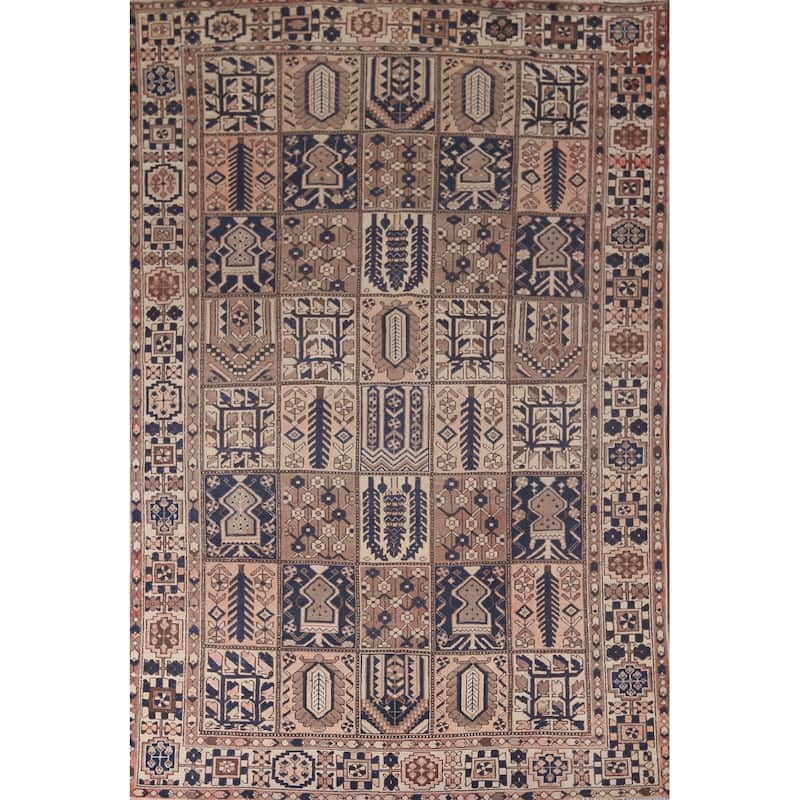 Bakhtiari Persian Vintage Rug Hand-Knotted Traditional Wool Carpet - 6'9"x 10'1"