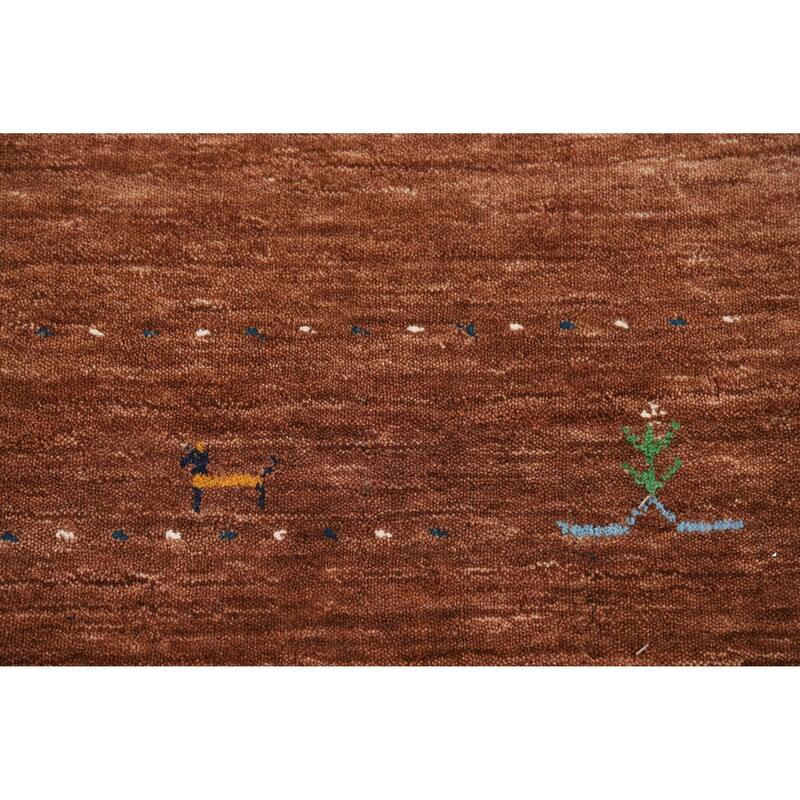 Hand Knotted Oriental 100% Wool Carpet Tribal Tribal Brown Gabbeh Area Rug - 5' 10'' X 4' 0''