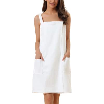 Womens Towel Wrap Bathrobe Spa Towels Robe with Adjustable Closure for Gym Shower