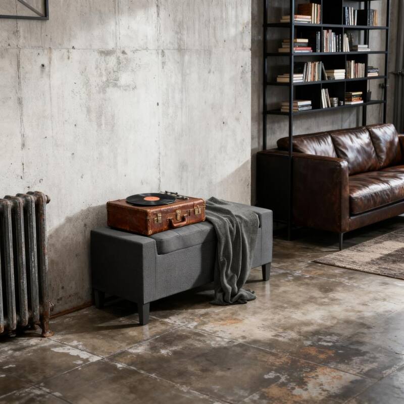 Upholstered Entryway Bench with Seating, Storage Ottoman Bench, with Lift Top and Rubberwood Legs