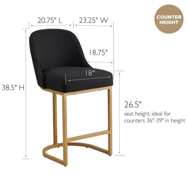 Leick Home Upholstered Barrelback Counter Stool with Metal Base