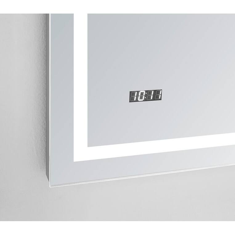 Led Lighted Mirror for Bathroom Defogger, Digital Clock - 36"x30"x1"