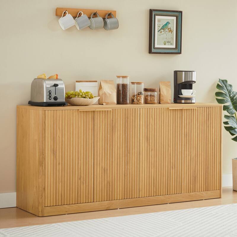 Modern Wavy Sideboard, Curved Contour Design Storage Cabinet