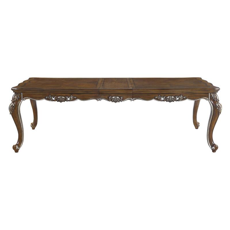Rectangular Wood Dining Table with One Extension Leaf in Antique Oak
