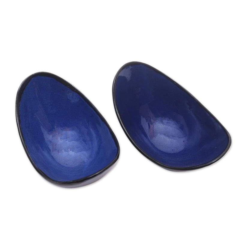 Novica Handmade Cobalt Cuisine Ceramic Serving Bowls (Pair)