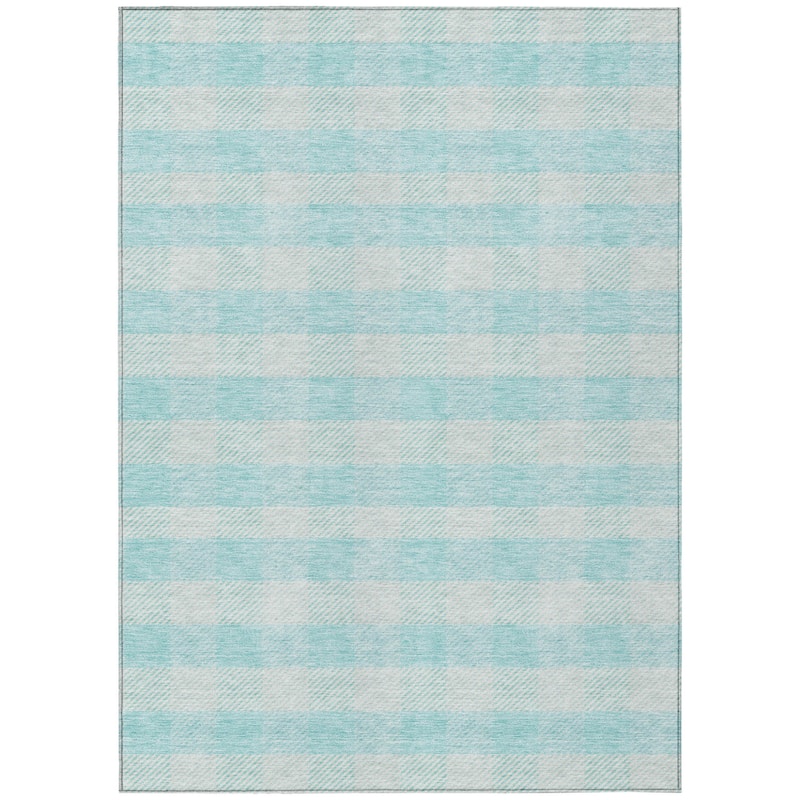 HomeRoots Plaid Transitional Rectangle Outdoor Rug