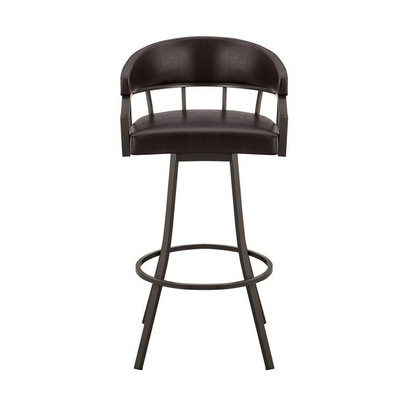 Palmdale Faux Leather and Metal Upholstered Swivel Counter or Bar Stool