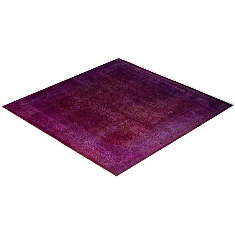Fine Vibrance One-of-a-Kind Hand-Knotted Area Rug - Purple, 8' 1" x 8' 3" - 8' 1" x 8' 3"