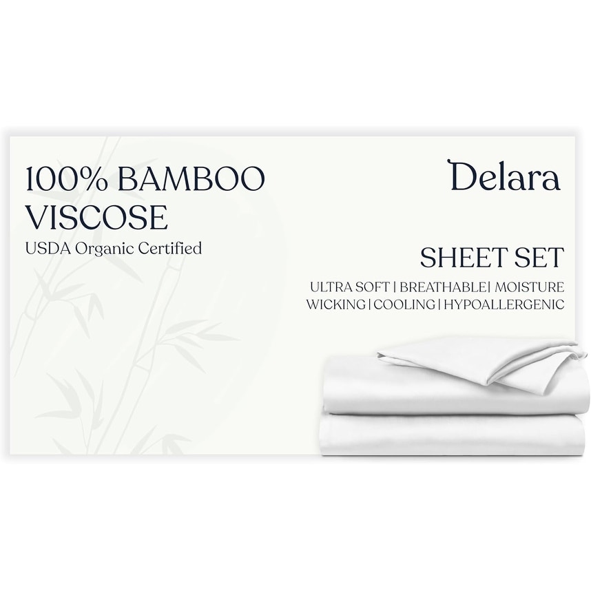 Delara 100% Organic Viscose Derived from Bamboo Sheet Sets, Soft & Cooling, Breathable & Moisture-Wicking, Deep Pocket Bedding Sheet Set - Thumbnail 3