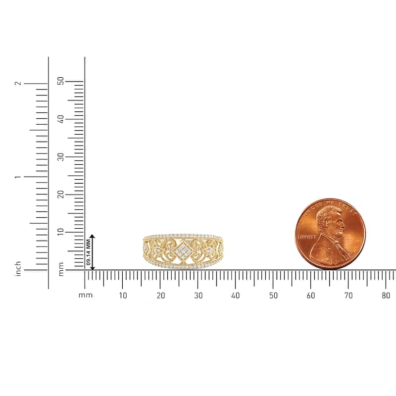 1/5ct TDW Diamond Vintage Style Fashion Ring in 10k Yellow Gold for Women