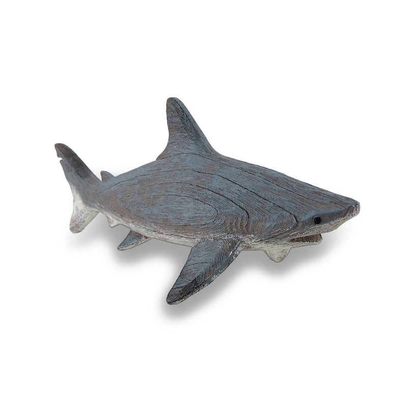 Gray Weathered Finish Wood Look Imitation Shark Statue - 5.5 X 14 X 4.75 inches