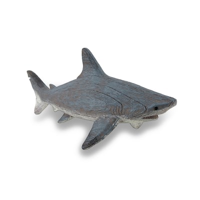 Gray Weathered Finish Wood Look Imitation Shark Statue - 5.5 X 14 X 4.75 inches