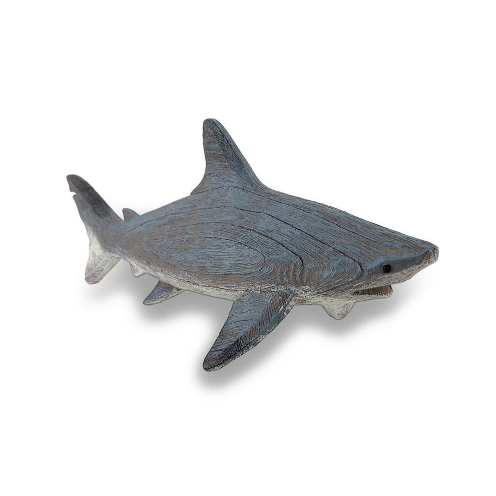 Gray Weathered Finish Wood Look Imitation Shark Statue - 5.5 X 14 X 4.75 inches